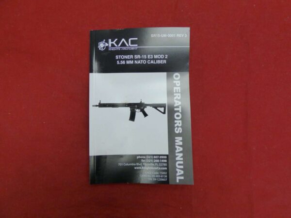 KNIGHTS ARMANENT CO SR-30 IWS PISTOL KIT MANUAL