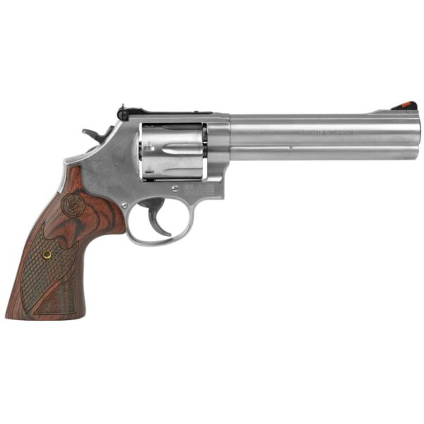 SMITH & WESSON 686 PLUS DELUXE 6 INCH TOP LEFT SIDE VIEW FRONT ANGLE