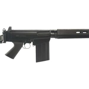 DSA SA58 FAL JUNGLE WARRIOR CARBINE 16" TRADITIONAL PROFILE BARREL PARA STOCK TOP RIGHT SIDE VIEW FRONT ANGLE