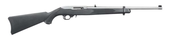 RUGER 10/22 STAINLESS WITH BLACK SYNTHETIC STOCK LEFT SIDE VIEW