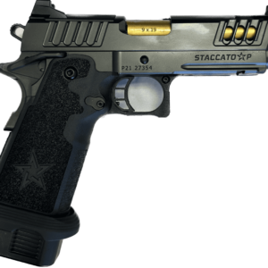 STACCATO P OPTIC READY CUSTOM TITANIUM NITRIDE GOLD BULL BARREL TACTICAL TEXTURE GRIP LEFT SIDE VIEW