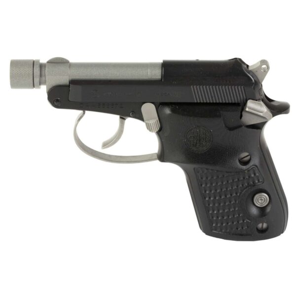 BERETTA 21A BOBCAT SILVER-BLACK GORILLA TWO-TONE .22LR LEFT SIDE VIEW
