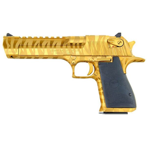 MAGNUM RESEARCH DESERT EAGLE TITANIUM GOLD TIGER STRIPE .50AE LEFT SIDE VIEW