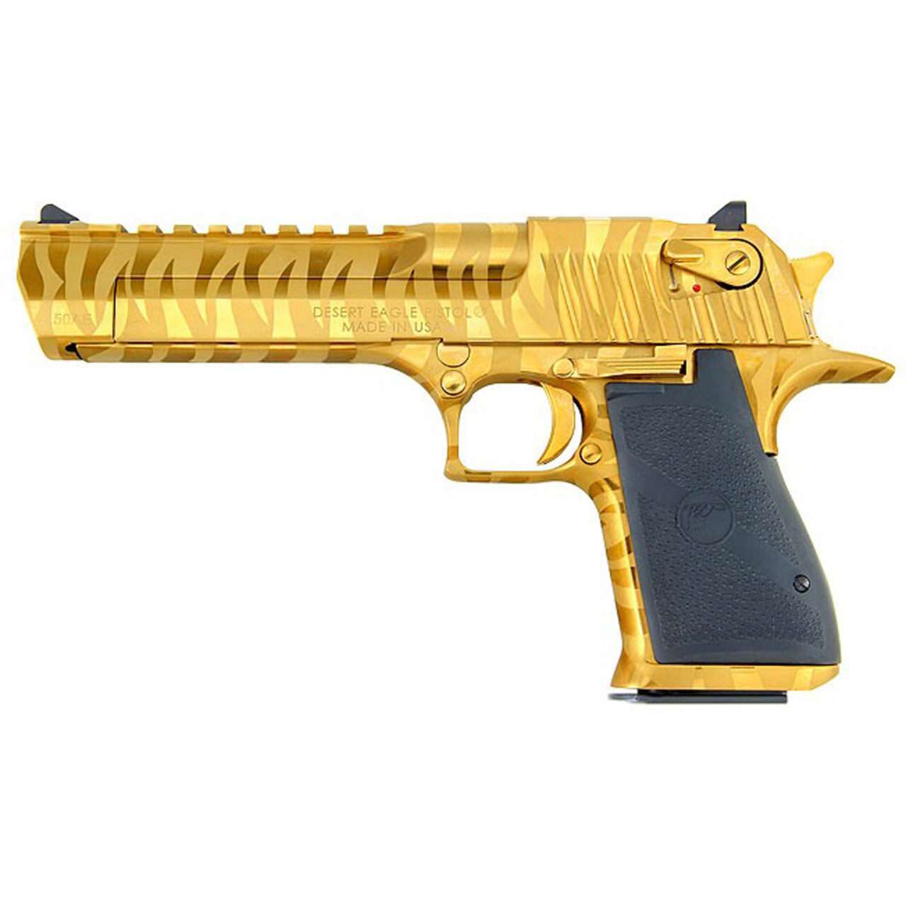 MAGNUM RESEARCH DESERT EAGLE TITANIUM GOLD TIGER STRIPE .50AE LEFT SIDE VIEW