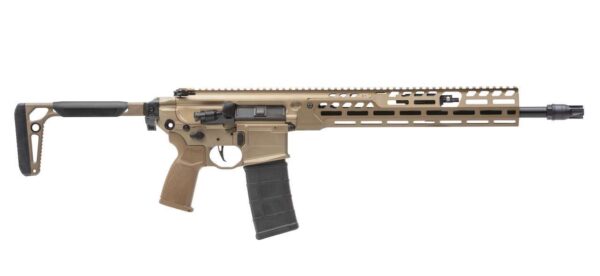SIG SAUER MCX-SPEAR LT COYOTE TAN 16" 5.56 NATO LEFT SIDE VIEW FRONT ANGLE