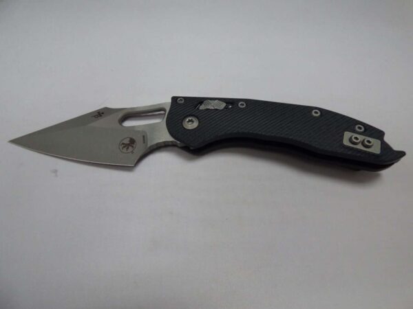 MICROTECH STITCH RAM-LOCK SINGLE EDGE FLUTED G-10 BLACK APOCALYPTIC STANDARD LABEL