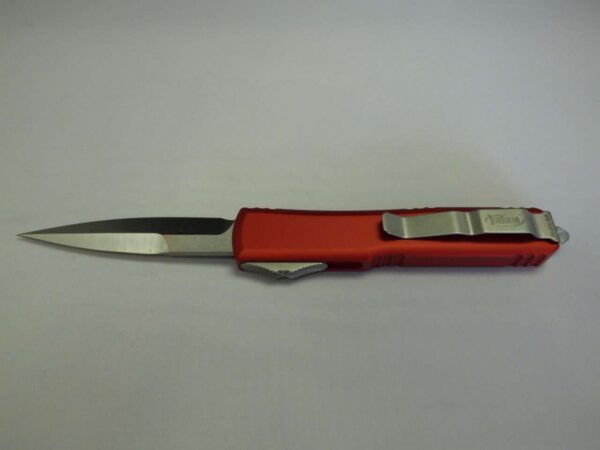 MICROTECH ULTRATECH BAYONET RED SATIN STANDARD CLIP SIDE