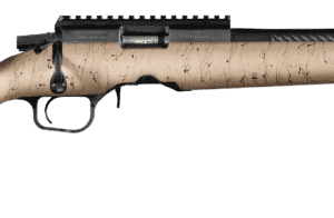 CHRISTENSEN ARMS RANGER 22LR TAN WITH BLACK WEBBING STOCK 18" CARBON FIBER BARREL LEFT SIDE VIEW