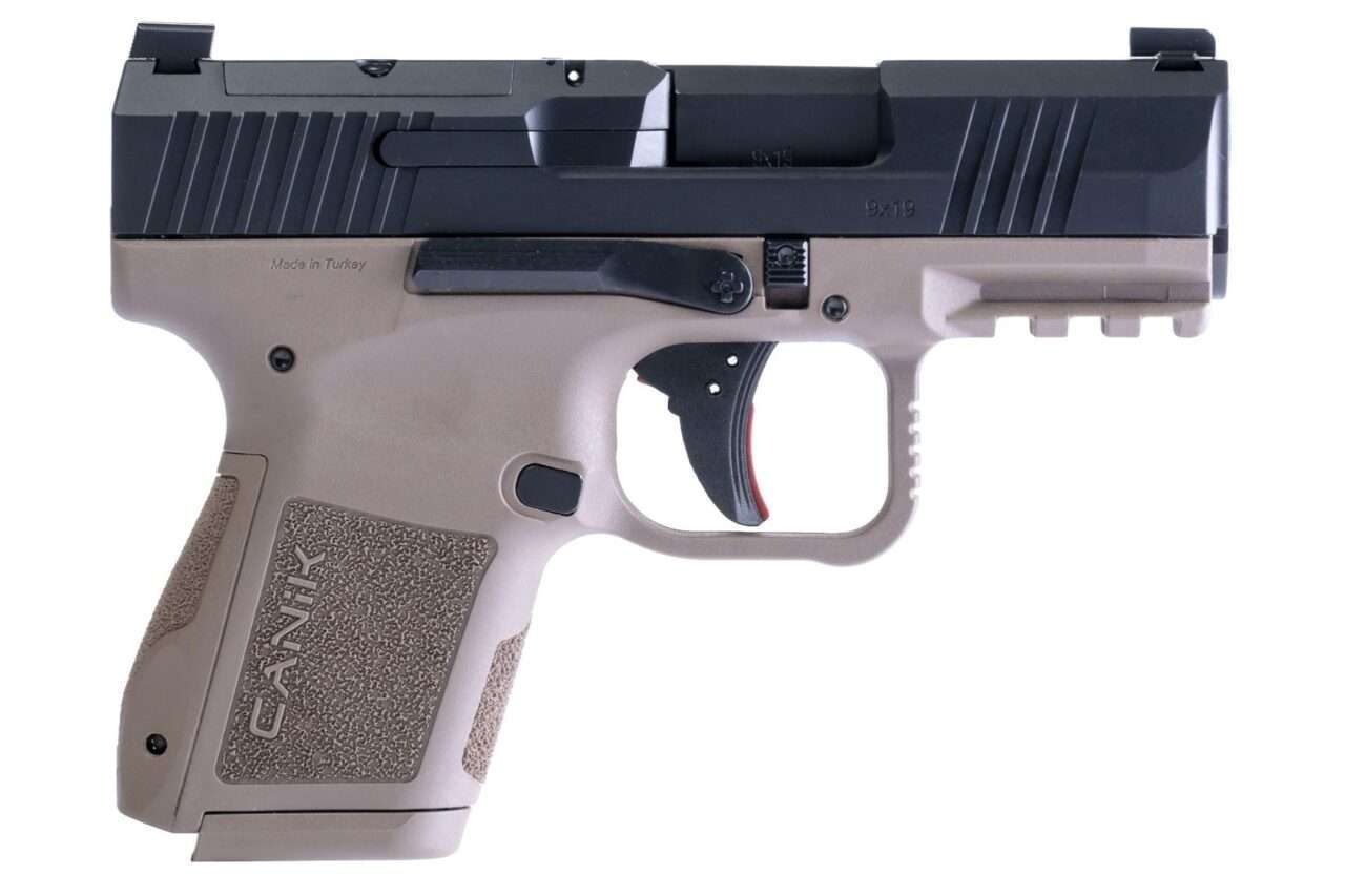 CANIK METE MC9 TWO-TONE BLACK FDE 9MM LEFT SIDE VIEW