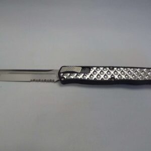 HERETIC KNIVES CLERIC II TANTO EDGE STAINLESS STEEL INLAY STONEWASH PARTIAL SERRATED EDGE DOWN