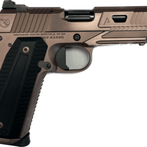 NIGHTHAWK CUSTOM AGENT 2 COMMANDER IOS ROSE GOLD WITH BLACK DLC ACCENTS .45 ACP LEFT SIDE VIEW