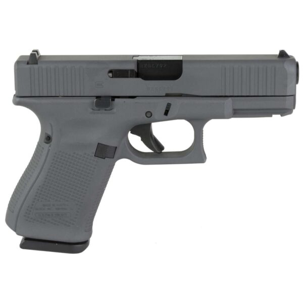 GLOCK 19 GEN 5 FS AUSTRIA 9MM SKYDAS CERAKOTE SNIPER GREY LEFT SIDE VIEW FRONT ANGLE
