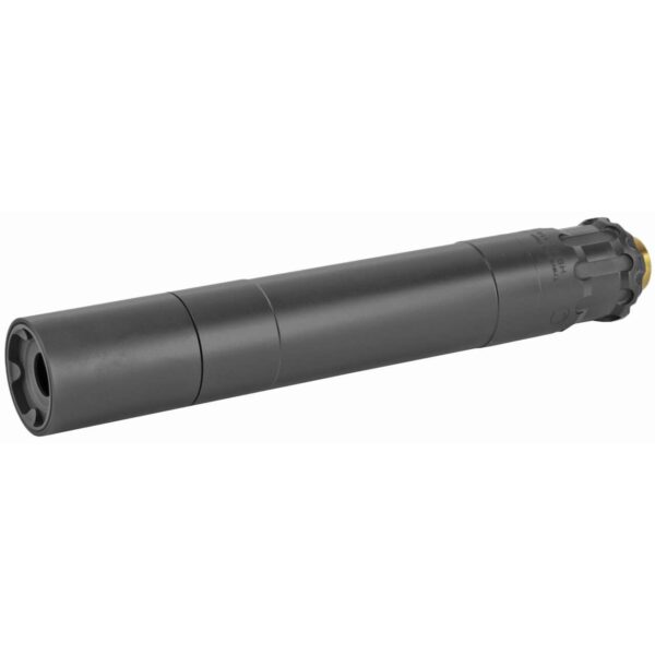 rugged suppressors obsidian 45 black top left side view muzzle angled forward
