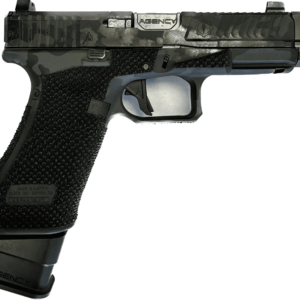 AGENCY ARMS GLOCK 45 SAGE DYNAMICS IOS V2 BLACK MULTICAM WITH +5 MAGAZINE EXTENSION 9MM RIGHT SIDE VIEW