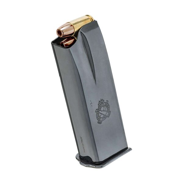 SPRINGFIELD ARMORY SA-35 15 ROUND MAGAZINE WITH HOLLOW POINTS TOP LEFT SIDE VIEW FRONT ANGLE
