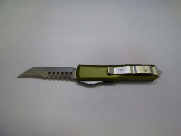 MICROTECH UTX-85 HELLHOUND SIGNATURE SERIES OD GREEN STONEWASH STANDARD EDGE UP