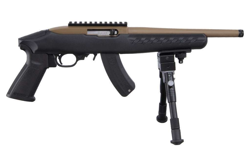 RUGER 22 CHARGER DAVIDSON'S DARK EARTH 10" BARREL RIGHT SIDE VIEW FRONT ANGLE