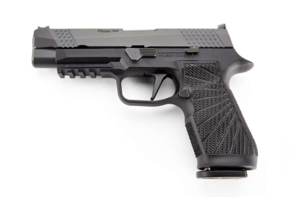 WILSON COMBAT SIG SAUER P320F BLACK STRAIGHT TRIGGER WITH ACTION TUNE BOTTOM LEFT SIDE VIEW