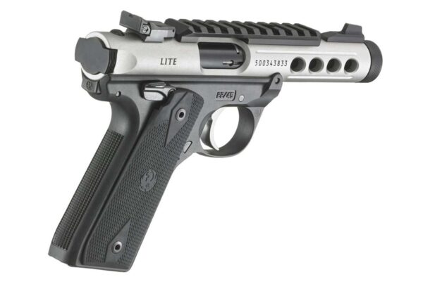 RUGER MARK IV 22/45 LITE CLEAR ANODIZED RIGHT SIDE VIEW REAR ANGLE