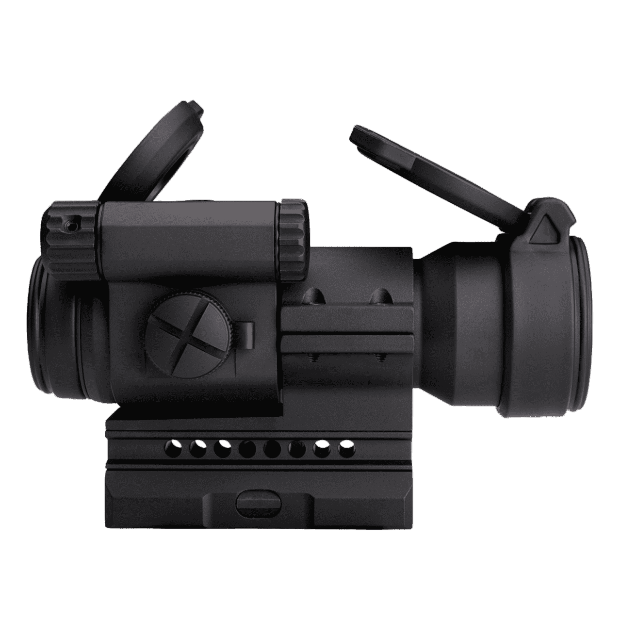 AIMPOINT PRO PATROL RIFLE OPTIC WITH STANDARD SPACER AND QRP2 MOUNT LEFT SIDE VIEW FRONT ANGLE