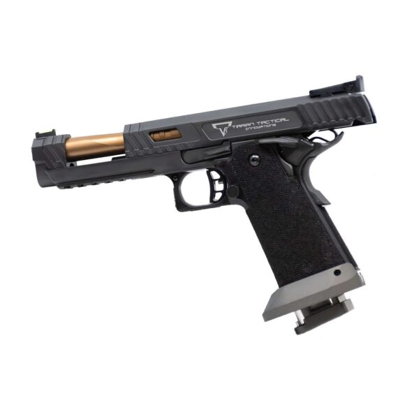 TARAN TACTICAL JOHN WICK 3 COMBAT MASTER SIGHT BLOCK .40S&W LEFT SIDE VIEW SLIDE LOCKED TO THE REAR