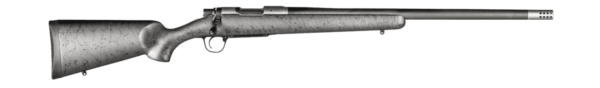 CHRISTENSEN ARMS RIDGELINE TITANIUM 6.5 CREEDMOOR 22" w/ SATIN GRAY METALLIC STOCK WITH BLACK WEBBING LEFT SIDE VIEW