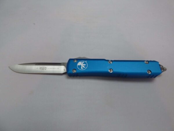 MICROTECH KNIVES ULTRATECH SINGLE EDGE SATIN BLUE LABEL