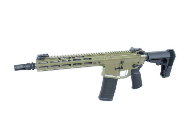 NOVESKE 10.5″ GEN 4 SHORTY 5.56 STAINLESS PISTOL BAZOOKA GREEN TOP LEFT SIDE VIEW FRONT ANGLE