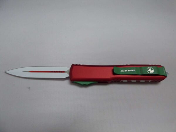 MICROTECH ULTRATECH DOUBLE EDGE CHRISTMAS HANDLE WHITE STANDARD CLIP SIDE