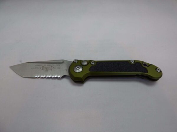 MICROTECH KNIVES L.U.D.T. TANTO EDGE GEN III OD GREEN STONEWASH PARTIAL SERRATED EDGE UP