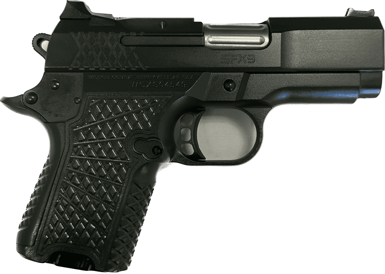 WILSON COMBAT SFX9 HC 3.25" SOLID FRAME WITHOUT LIGHT RAIL X-TAC 10 ROUND OD GREEN ARMOR-TUFF FINISH LEFT SIDE VIEW