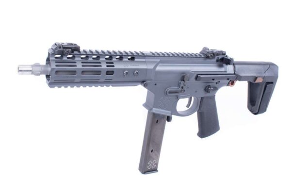 noveske space invader pistol sniper grey with magazine inserted left side forward angle view