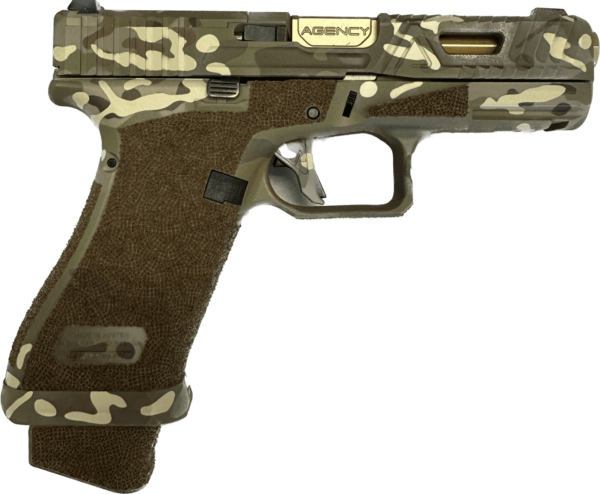 AGENCY ARMS GLOCK 19X IOS EXA TIN PORTED MULTICAM 9MM LEFT SIDE VIEW