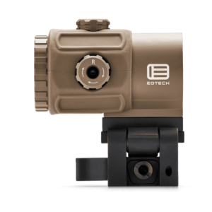 EOTECH G43 3X MAGNIFIER STS MOUNT TAN TOP LEFT SIDE VIEW FRONT ANGLE