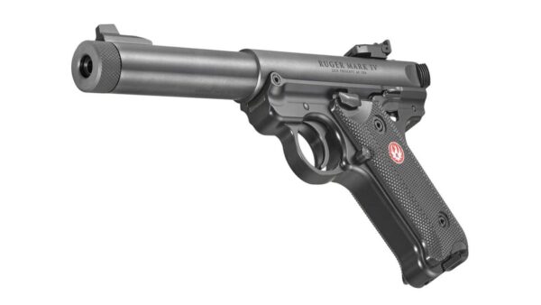 RUGER MKIV TARGET BLUED THREADED BARREL FRONT LEFT SIDE VIEW
