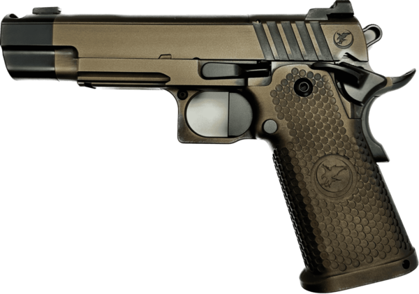 NIGHTHAWK CUSTOM FIRE HAWK DOUBLE STACK BATTLEWORN BRONZE IOS 9MM LEFT SIDE VIEW