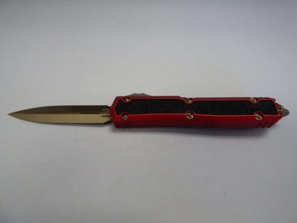 MICROTECH MAKORA DOUBLE EDGE SIGNATURE SERIES RED BRONZED STANDARD NICKEL BORON INTERNALS LABEL