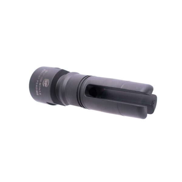 SUREFIRE SOCOM 3-PRONG FLASH HIDER 5.56 M24X1.5 AK74 RIGHT SIDE VIEW FRONT ANGLE