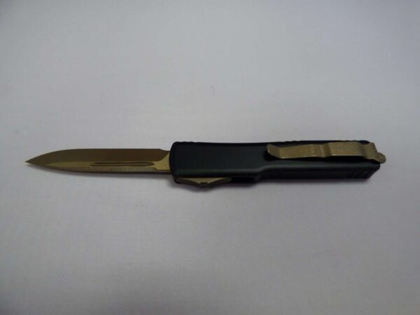 MICROTECH UTX-70 SINGLE EDGE BRONZED APOCALYPTIC BLADE OUT EDGE UP