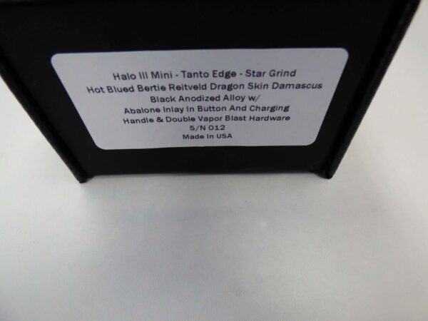 Microtech halo iii mini marfione custom label with serial number