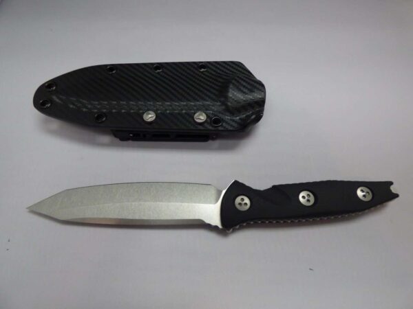 MICROTECH SOCOM ALPHA TANTO EDGED STONEWASH STANDARD WITH KYDEX SHEATH WITH BELT CLIP EDGE UP