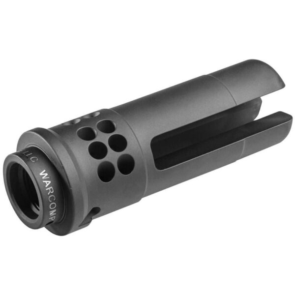 SUREFIRE WARCOMP FLASH HIDER 3-PRONG TOP LEFT SIDE VIEW BACK ANGLE