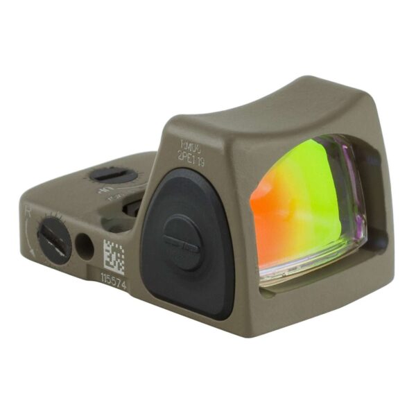 TRIJICON RMR TYPE 2 RM06 FDE CERAKOTE 3.25MOA ADJUSTABLE LED LEFT SIDE VIEW FRONT ANGLE