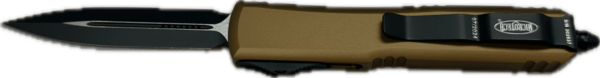 MICROTECH KNIVES ULTRATECH DOUBLE EDGE TAN STANDARD CLIP SIDE