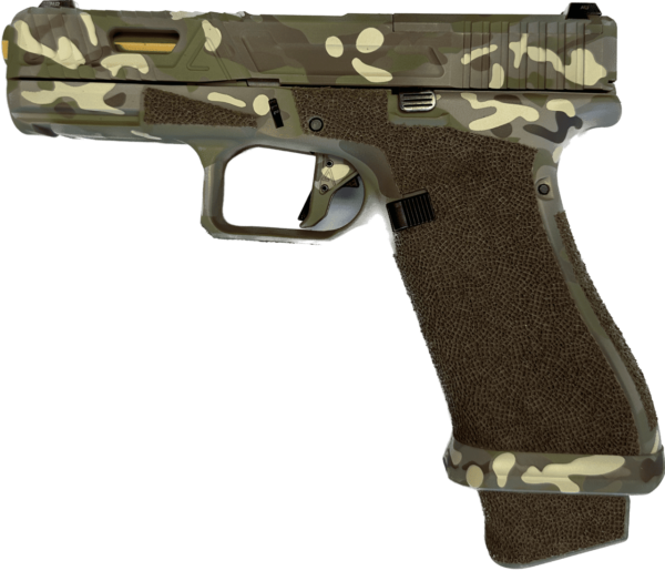 AGENCY ARMS GLOCK 19X IOS EXA TIN PORTED MULTICAM 9MM LEFT SIDE VIEW