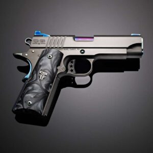 CABOT GUN OF THE MONTH MARCH MIDNIGHT STANDARD .45 ACP TOP LEFT SIDE VIEW REAR ANGLE