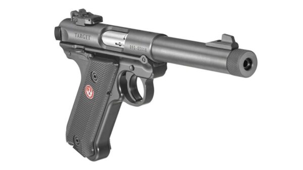 RUGER MKIV TARGET BLUED THREADED BARREL FRONT RIGHT SIDE VIEW