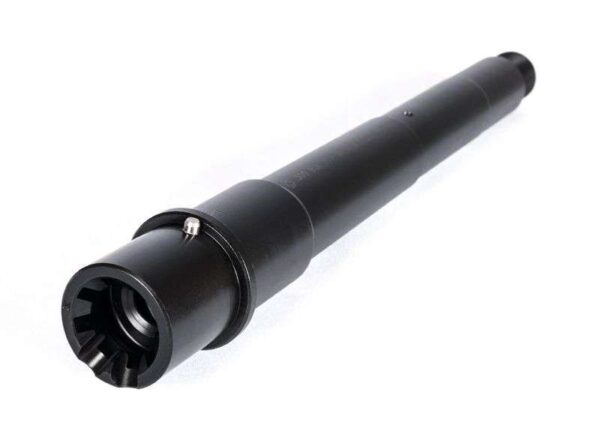 BALLISTIC ADVANTAGE 8" .300 BLACKOUT PISTOL LENGTH AR 15 BARREL MODERN SERIES REAR TOP SIDE VIEW MUZZLE FACING RIGHT