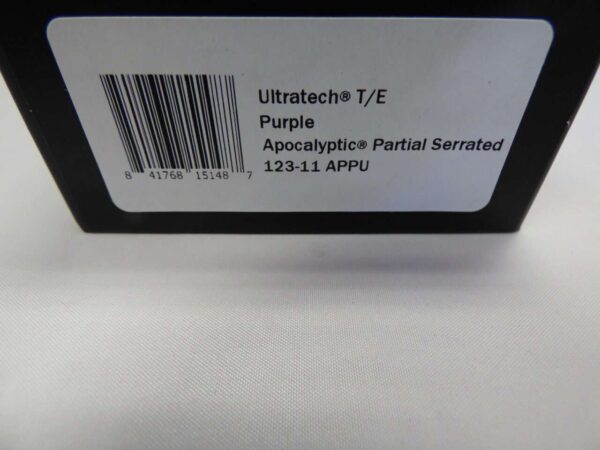 MICROTECH ULTRATECH TANTO EDGE PURPLE APOCALYPTIC PARTIAL SERRATED LABEL