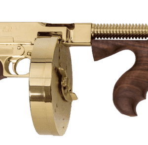 AUTO ORDNANCE 1927A1 DLUXE GOLD WITH 50RD DRUM .45ACP LEFT SIDE VIEW